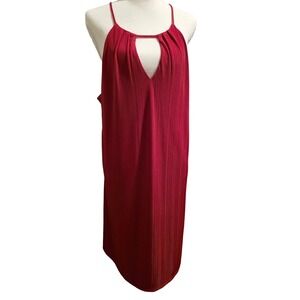 Candies Womens XL Red Ribbed Keyhole Halter Neck Maxi Dress Comfortcore Y2K‎